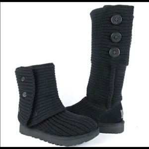 UGG CARDY BLACK KNIT BOOTS SIZE 9